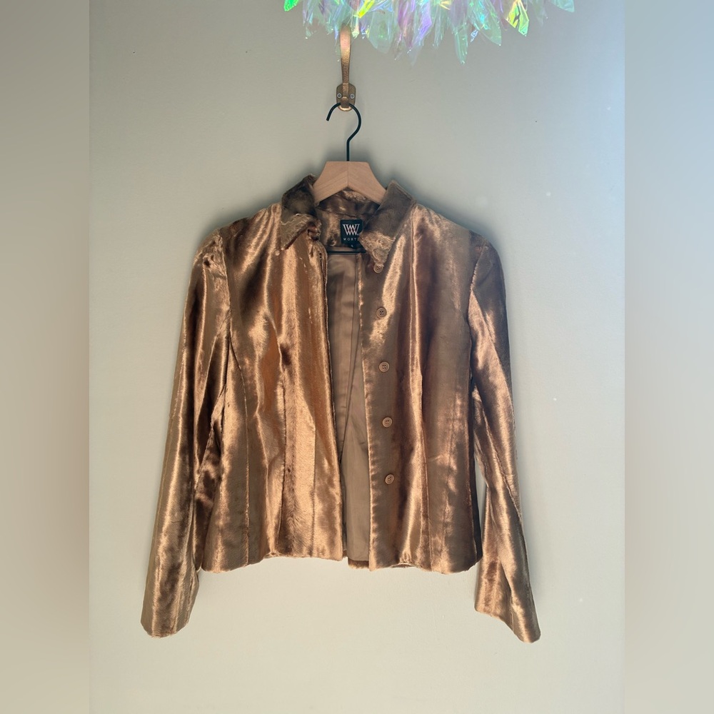 Vintage Faux Fur Gently Cropped Luxe High‎ Fashion Jacket Size 6